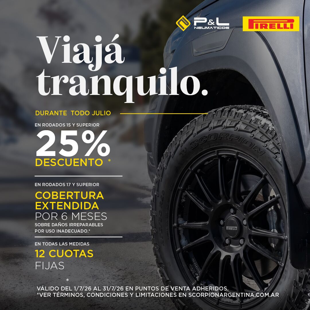 Promo Julio Pirelli: viajá tranquilo con beneficios en neumáticos